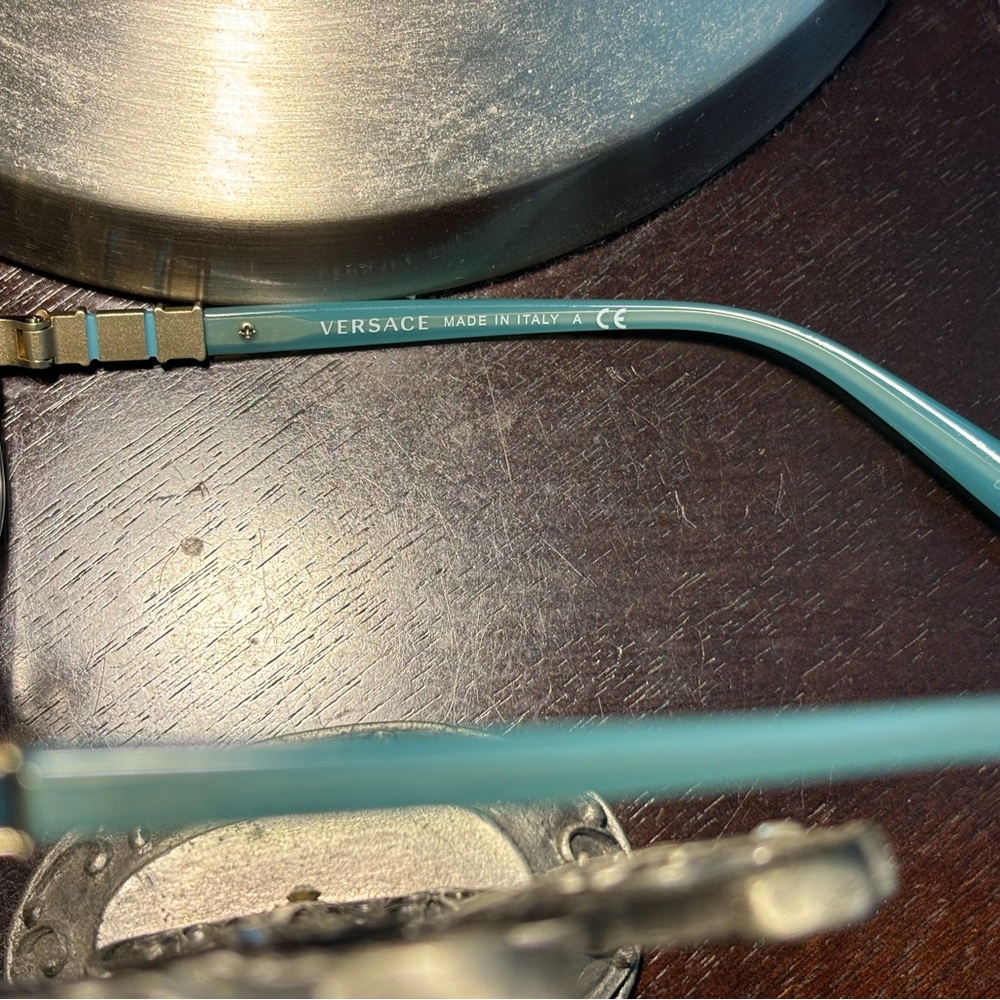 New Versace MOD 1230-B 1362 Gold and Aquamarine Half Rim Optical frame - Picture 10 of 12
